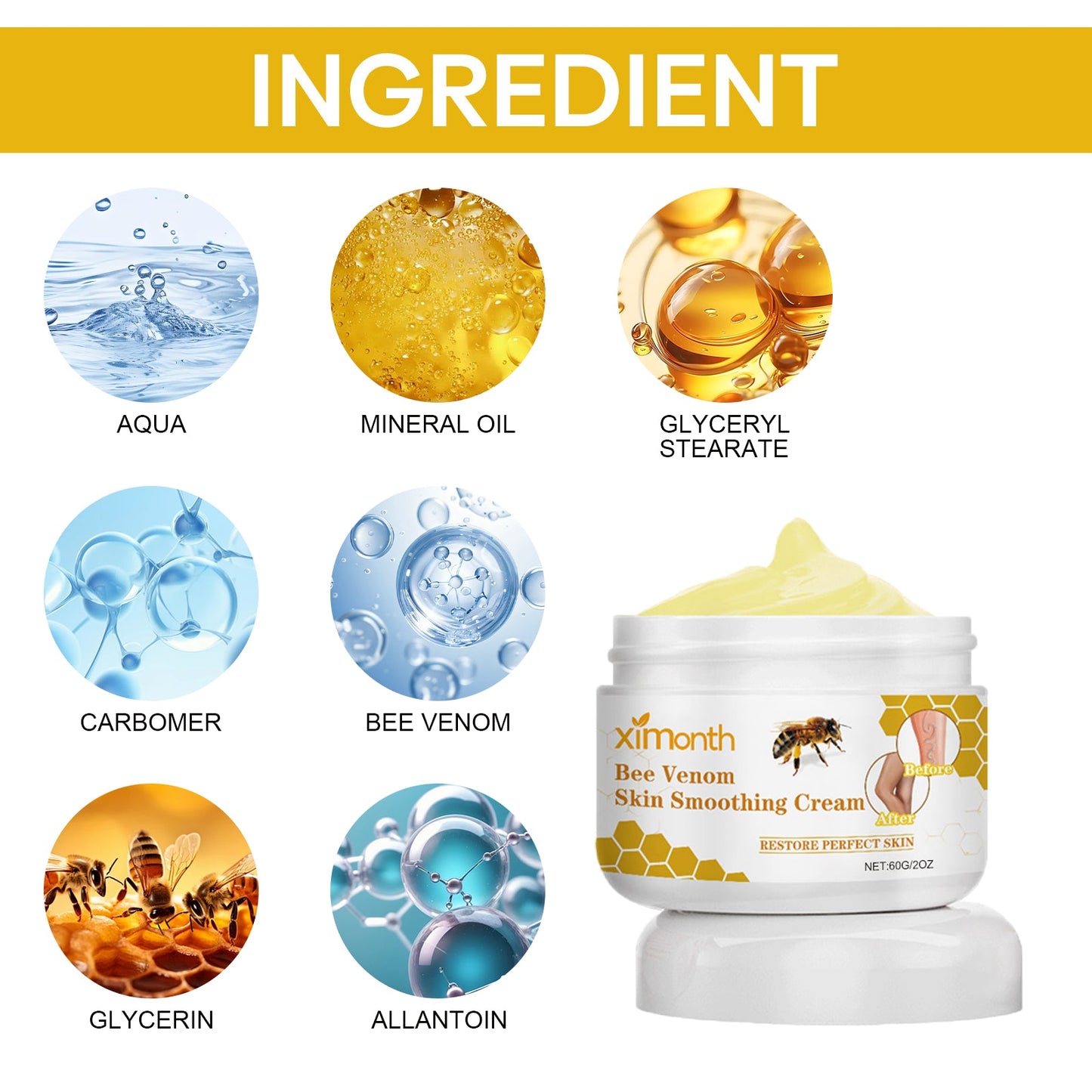 Ximonth Bee Venom Leg Care Cream Relieves Leg Discomfort, Pamper And Moisturize Skin Body Care Cream