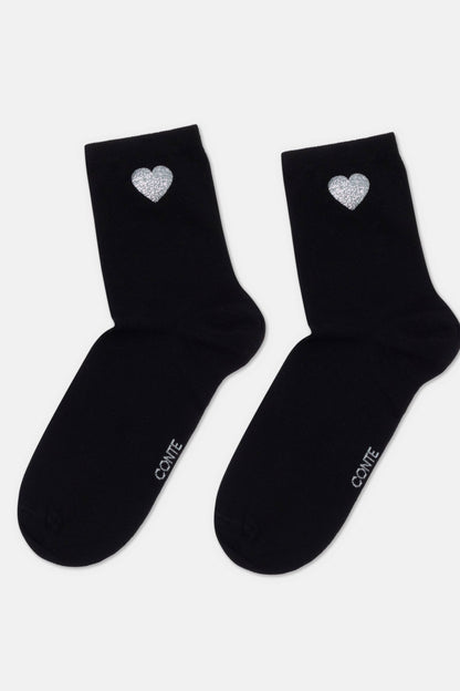 Cotton Socks Conte Classic 427 - Shimmering Heart Pattern