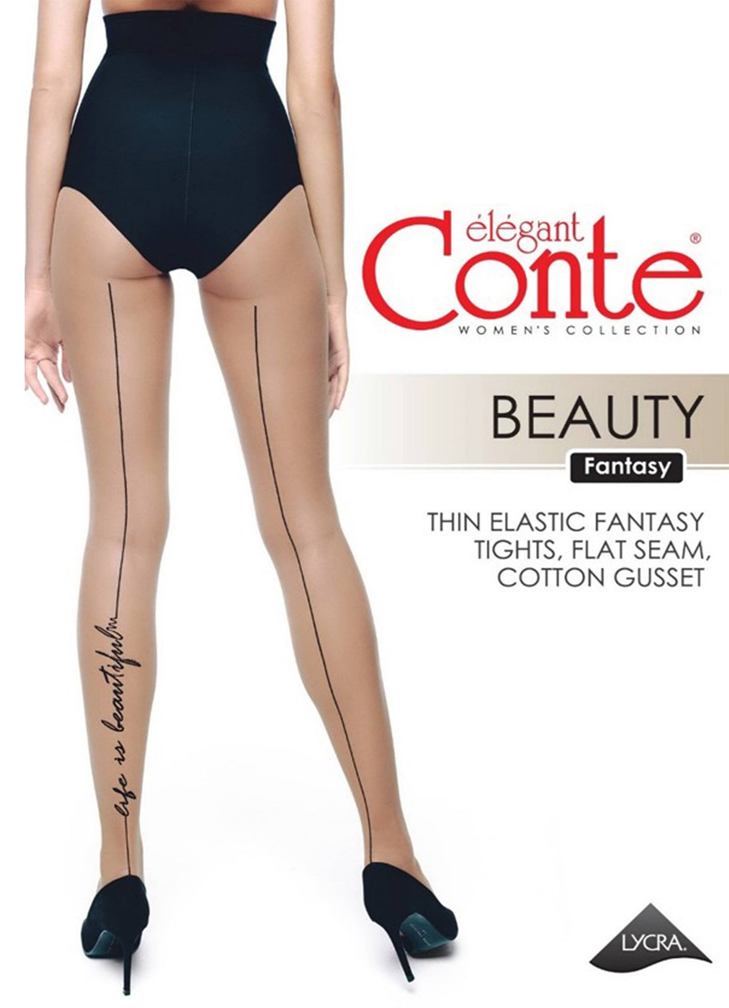 Fantasy Tights Conte Beauty - Seaming imitation and Tattoo Design
