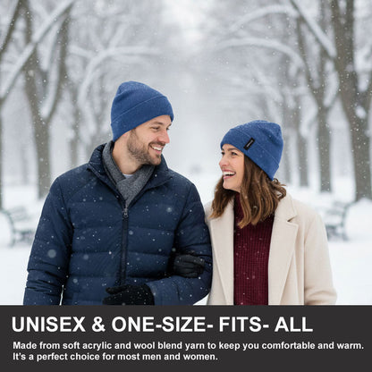 Cuffed Wool Winter Beanie – Unisex Skull Cap for Cold Weather