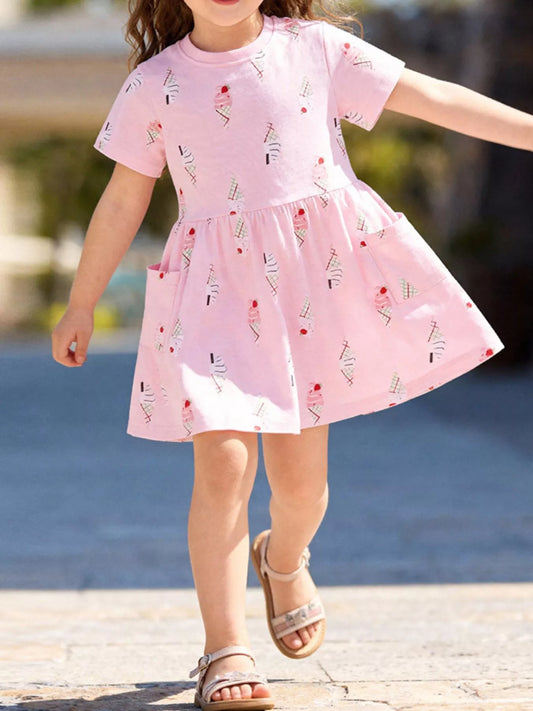 Children's Ice Cream Print Casual Dress