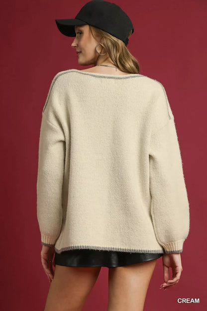 Umgee Floral Jacquard Knit Sweater