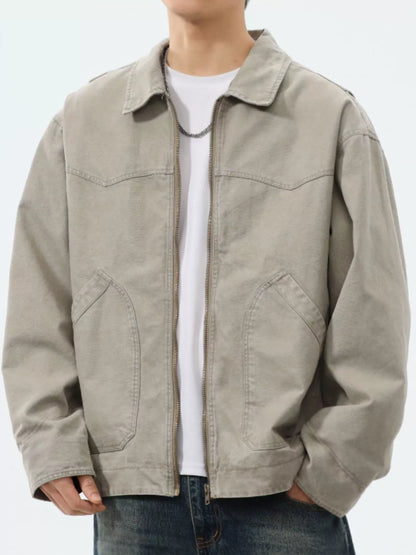 Men's Plus Size Zip-Up Trucker Jacket