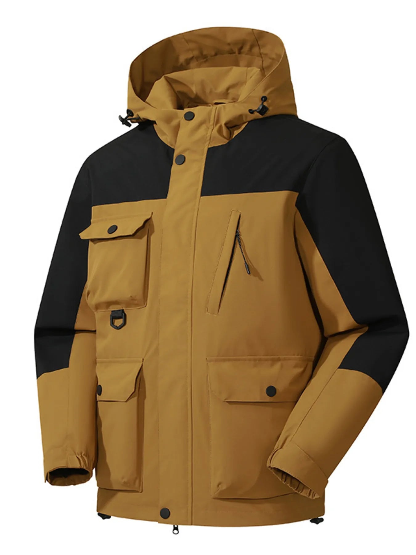 Men's Full Size Multi-Pocket Long Sleeve Hooded Jacket Plus Size