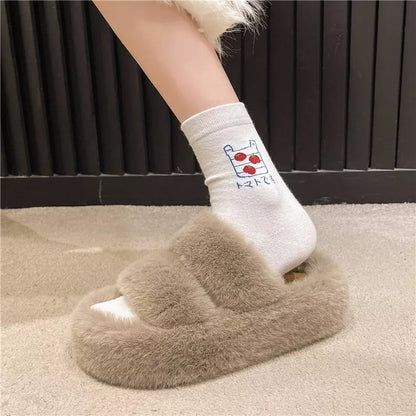 Fuzzy Open Toe Slippers