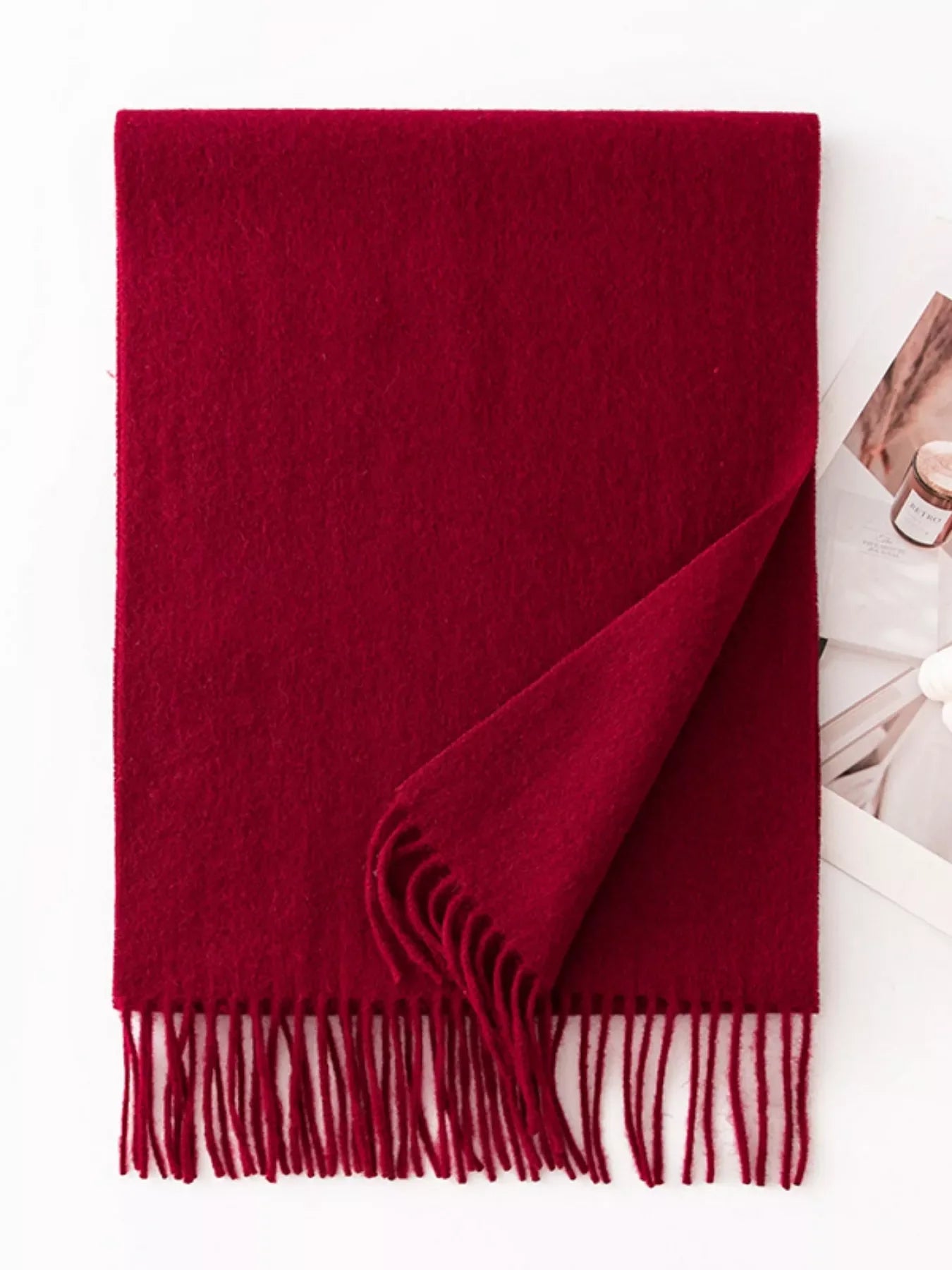 Solid Color Fringe Scarf