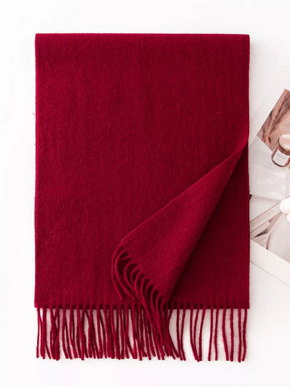 Solid Color Fringe Scarf