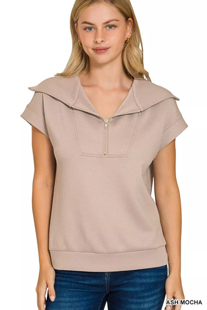 Zenana Scuba Half Zip Top