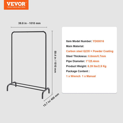 VEVOR Clothes Rack, Heavy Duty Clothing Garment Rack With Hanging Rod And Bottom Storage Area, Clothing Rack For Bedroom Guest Room