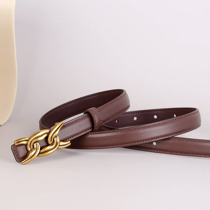 Chain Buckle Leather Belt
