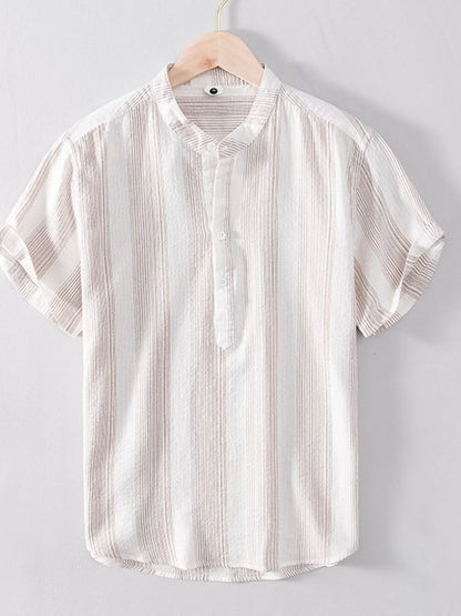 Men's Plus Size Striped Short Sleeve Blouse