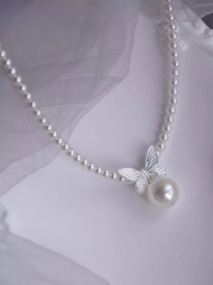 Pearl Butterfly Pendant Necklace