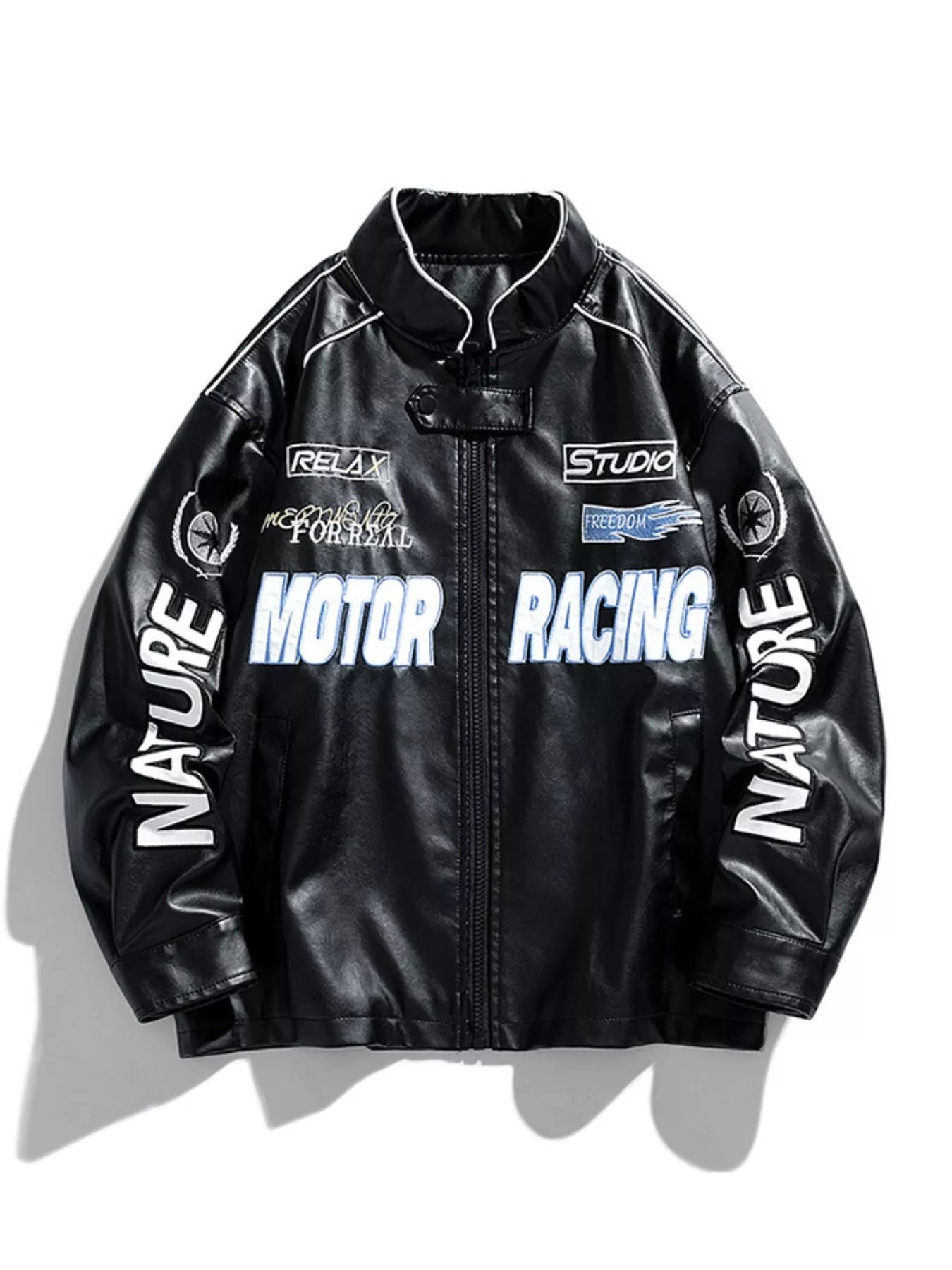 Men's Plus Size Motor Racing Leather Jacket