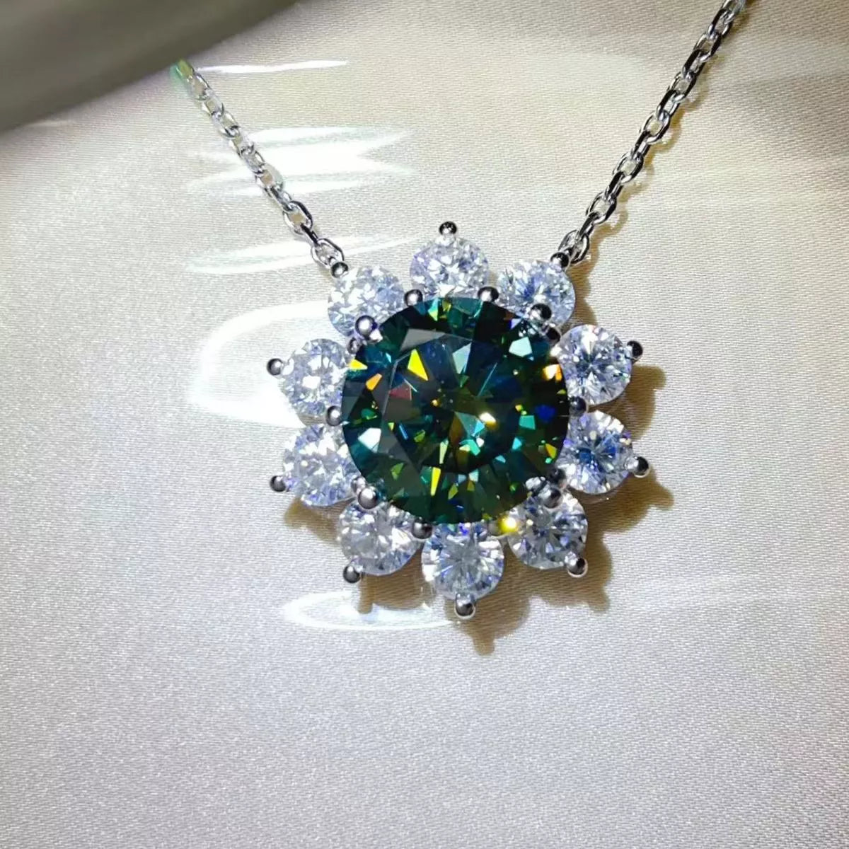 5 Carat Moissanite 925 Sterling Silver Pendant Necklace
