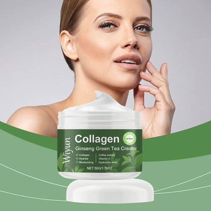 Wiyun Collagen Ginseng Green Tea Moisturizing Cream, Moisturizing Face Cream Moisturizing Brightening Skin Hydrating Firming Skin Cream