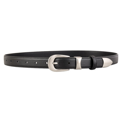 Classic Leather Belt with Silver Buckle