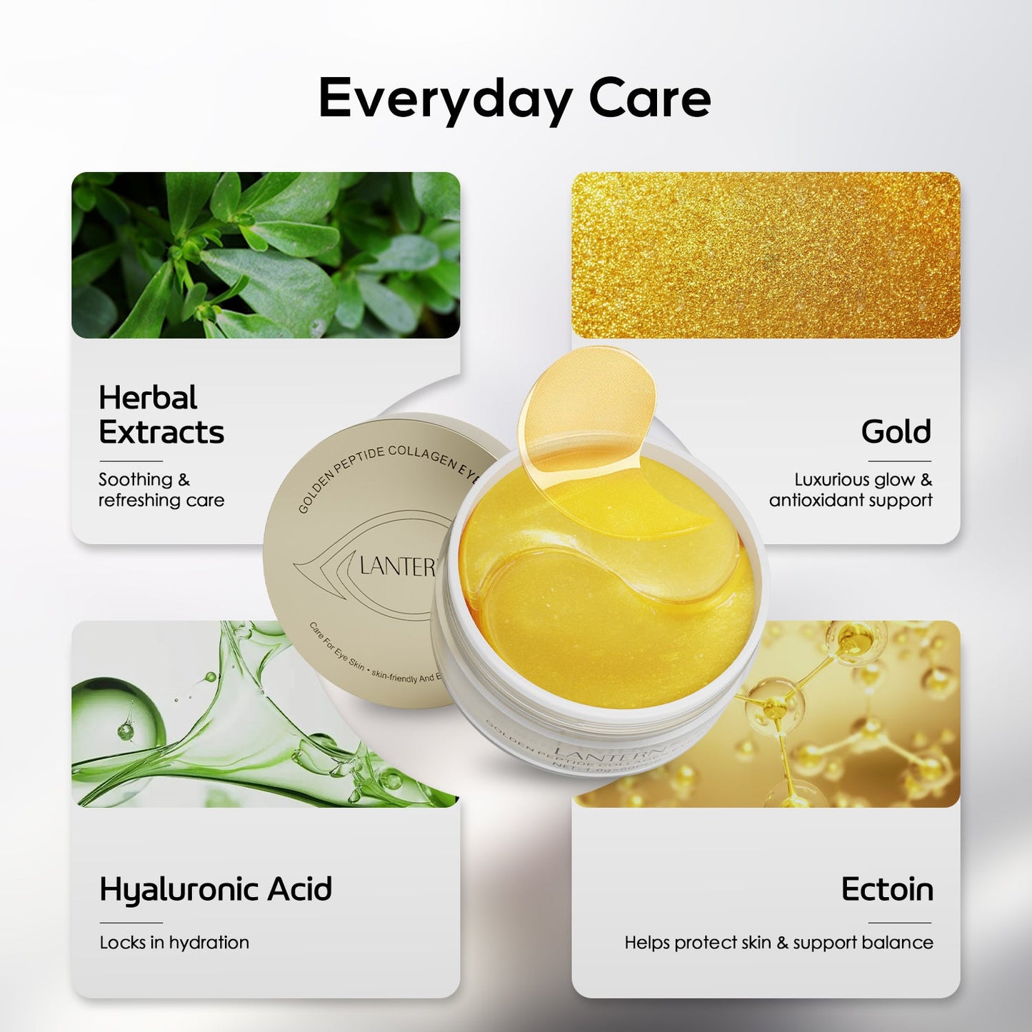 Golden Peptide Collagen Eye Mask, Moisturizing Eye Patches For Puffy Eyes And Dark Circles, 60PCS Hydrating Skincare