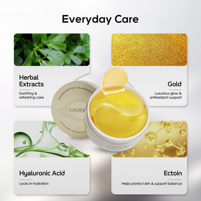 Golden Peptide Collagen Eye Mask, Moisturizing Eye Patches For Puffy Eyes And Dark Circles, 60PCS Hydrating Skincare