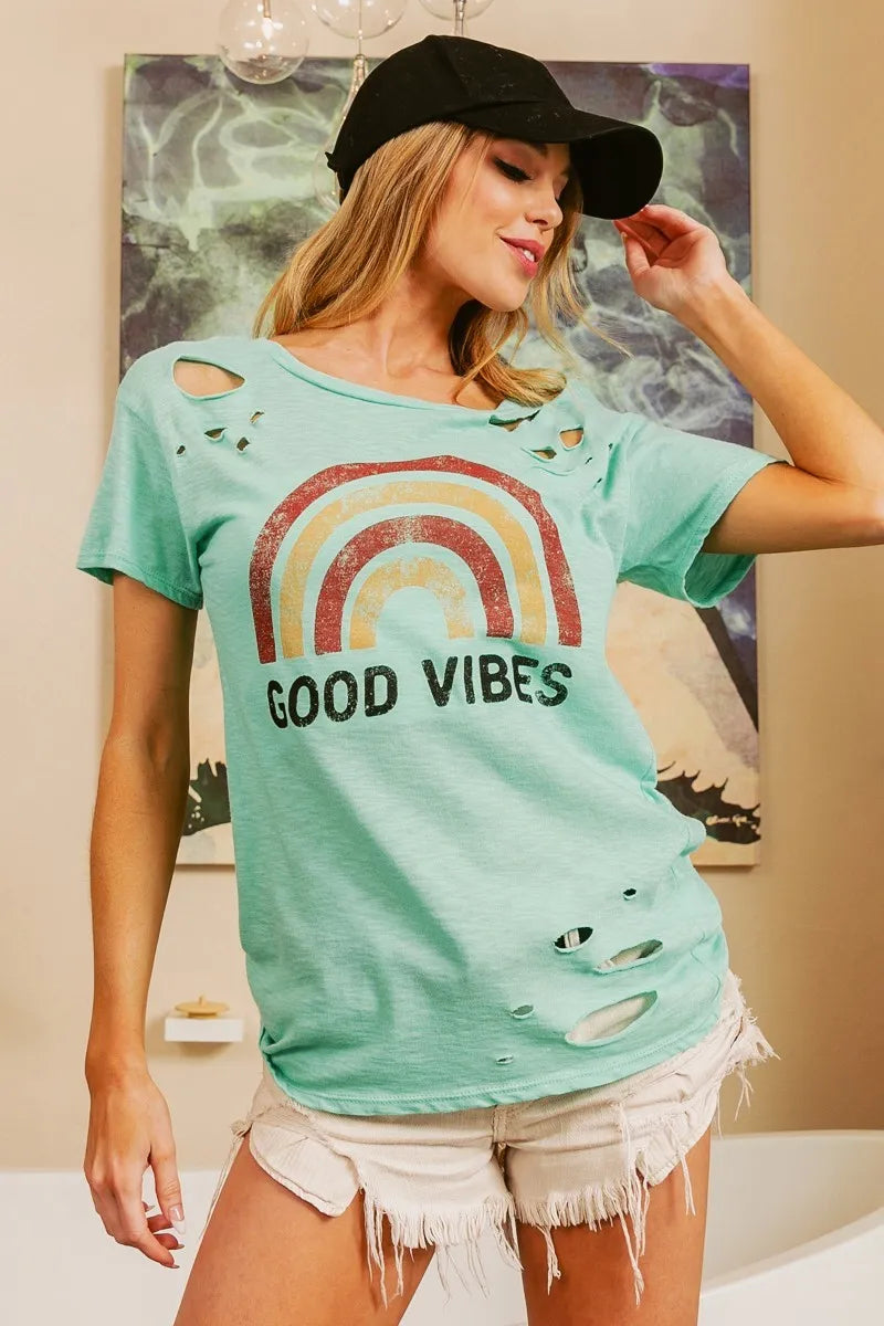 BiBi Cotton Slub Laser Top American Cow Boy Graphic