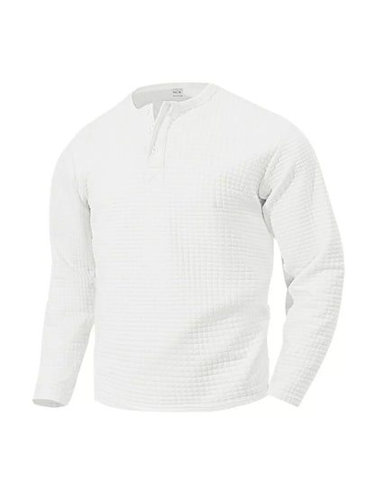 Men's Plus Size Casual Waffle Knit Henley T-Shirt