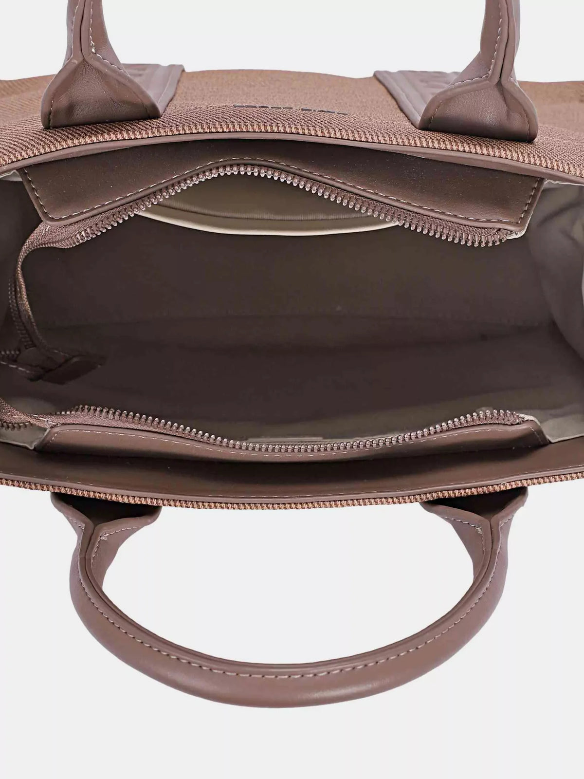 David Jones Canvas Tote Handbag with Contrast Leather Handles