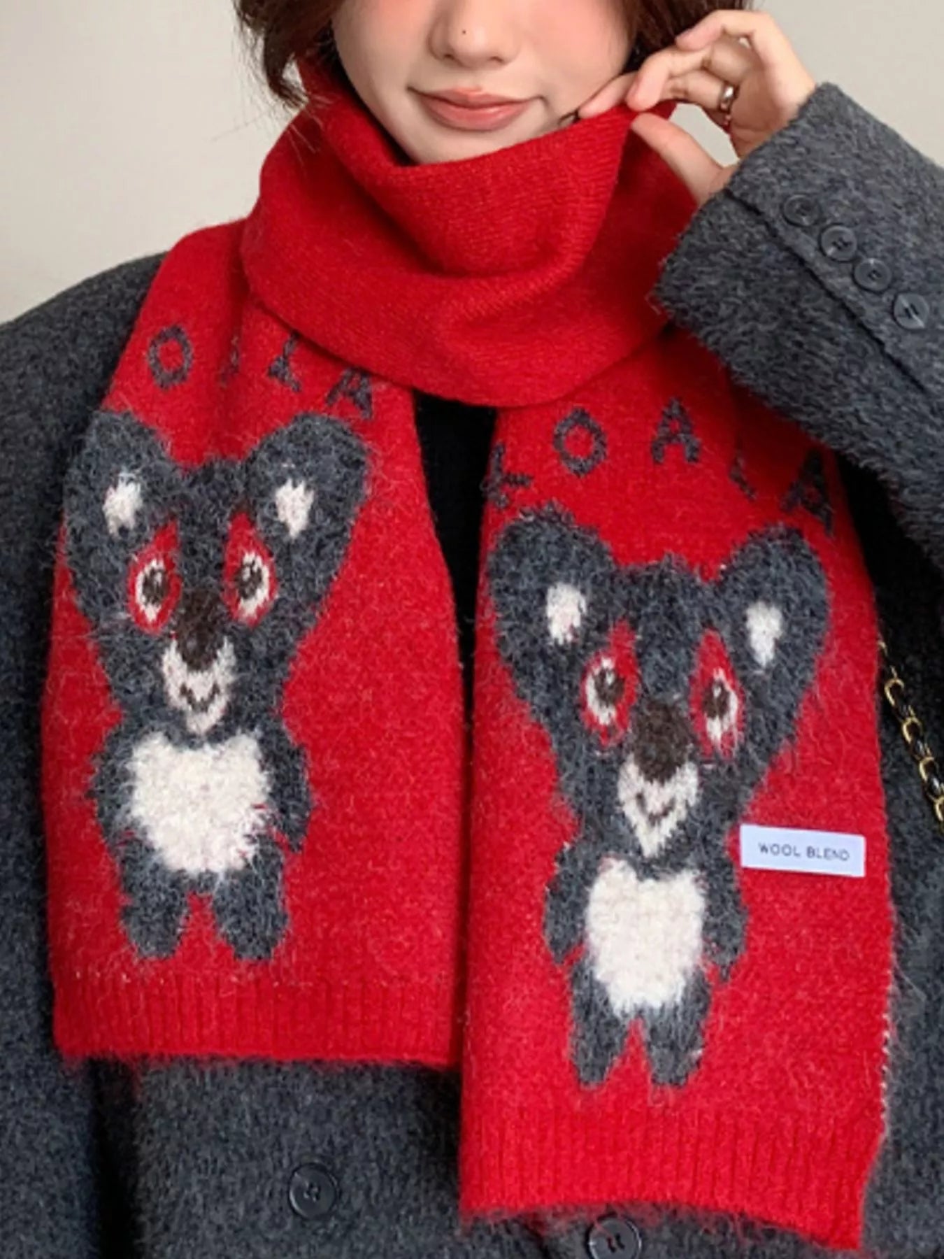 Koala Pattern Winter Scarf