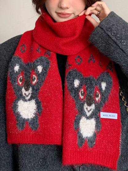 Koala Pattern Winter Scarf