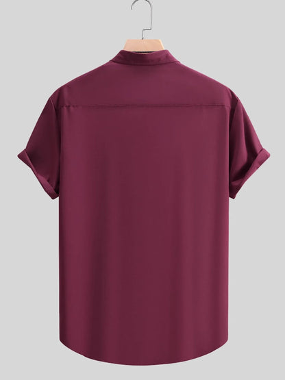 Men's Casual Solid Color Short Sleeve Shirt