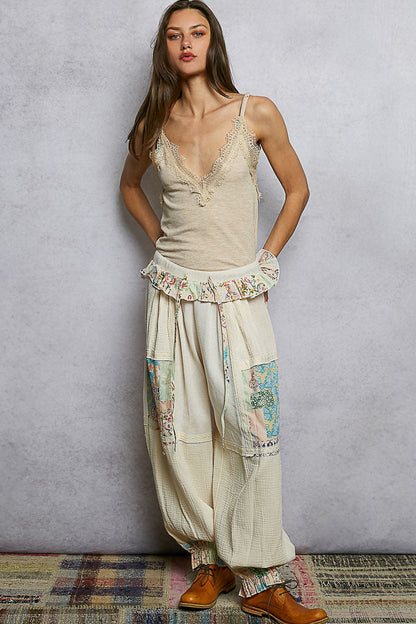 POL Lace Detail V-Neck Ribbed Cami