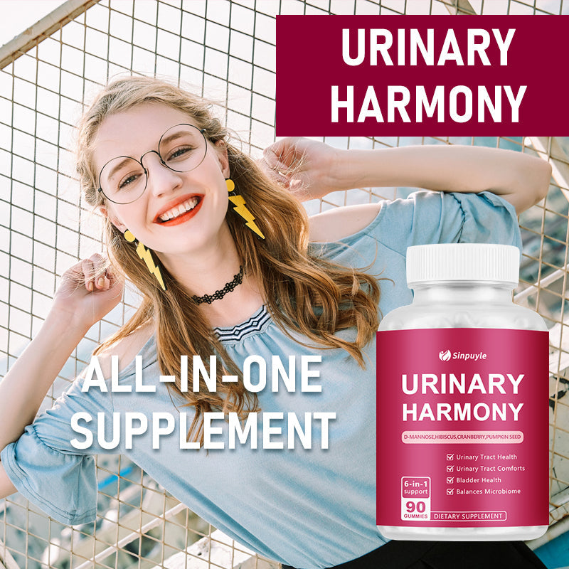 D-Mannose Cranberry Urinary Tract Gummies - 6-in-1 Bladder Health Supplement With Hibiscus & Pumpkin Seed - 90 Urinary Harmony Gummies