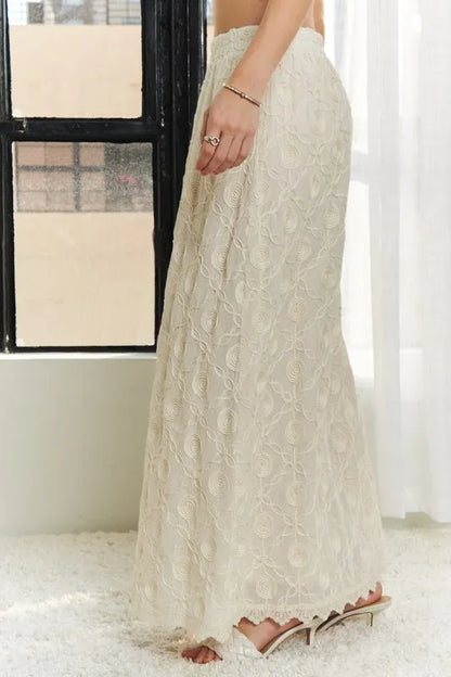 ADORA Elastic Waist Applique Maxi Skirt