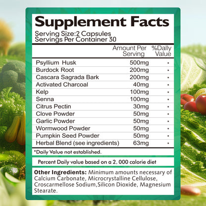 7 Day Colon Cleanse Detox Formula Herbal Digestive Support Cleanse Supplement for Bloating & Regularity | 60 Capsules