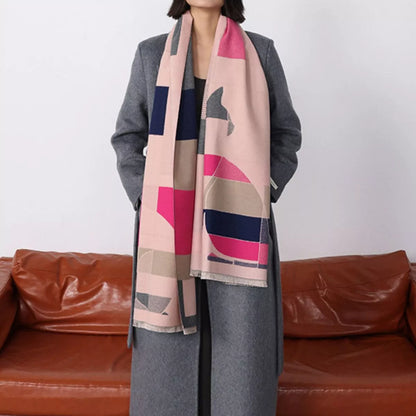 Geometric Cat Print Soft Scarf
