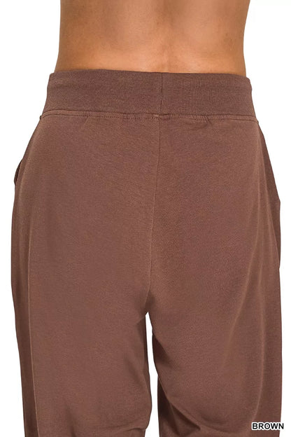 Zenana Drawstring Cotton Joggers with Pockets