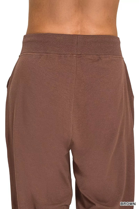 Zenana Drawstring Cotton Joggers with Pockets