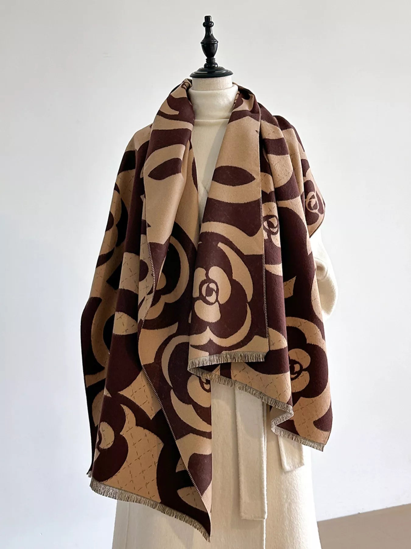 Floral Patterned Warm Scarf