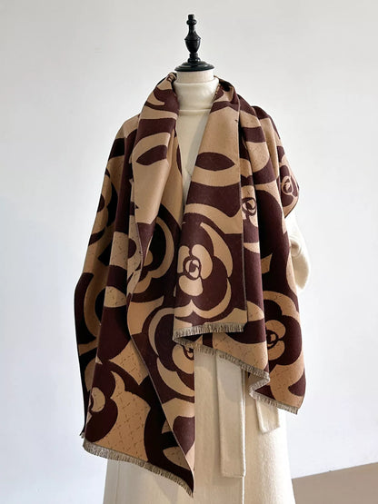Floral Patterned Warm Scarf