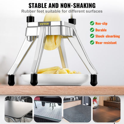 Commercial Vegetable Fruit Chopper, Stainless Steel French Fry Cutter With 4 Blades