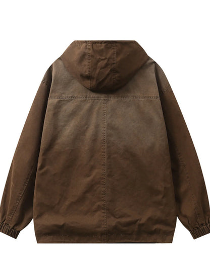 Men's Plus Size Drawstring Long Sleeve Jacket