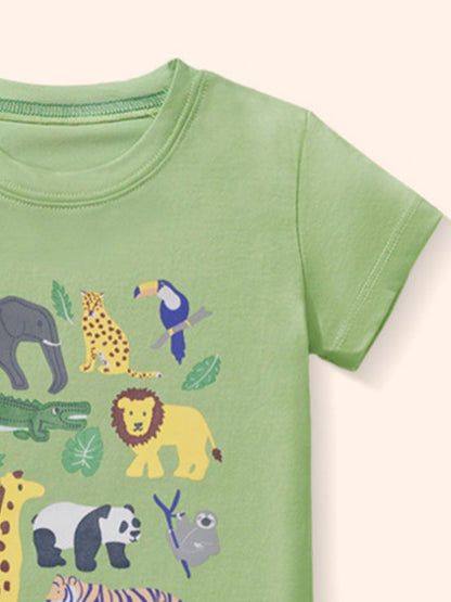 Children's Animal Graphic Crew Neck T-Shirt