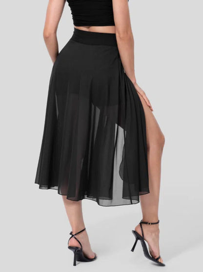 Slit Flowy Skirt with Shorts Liner