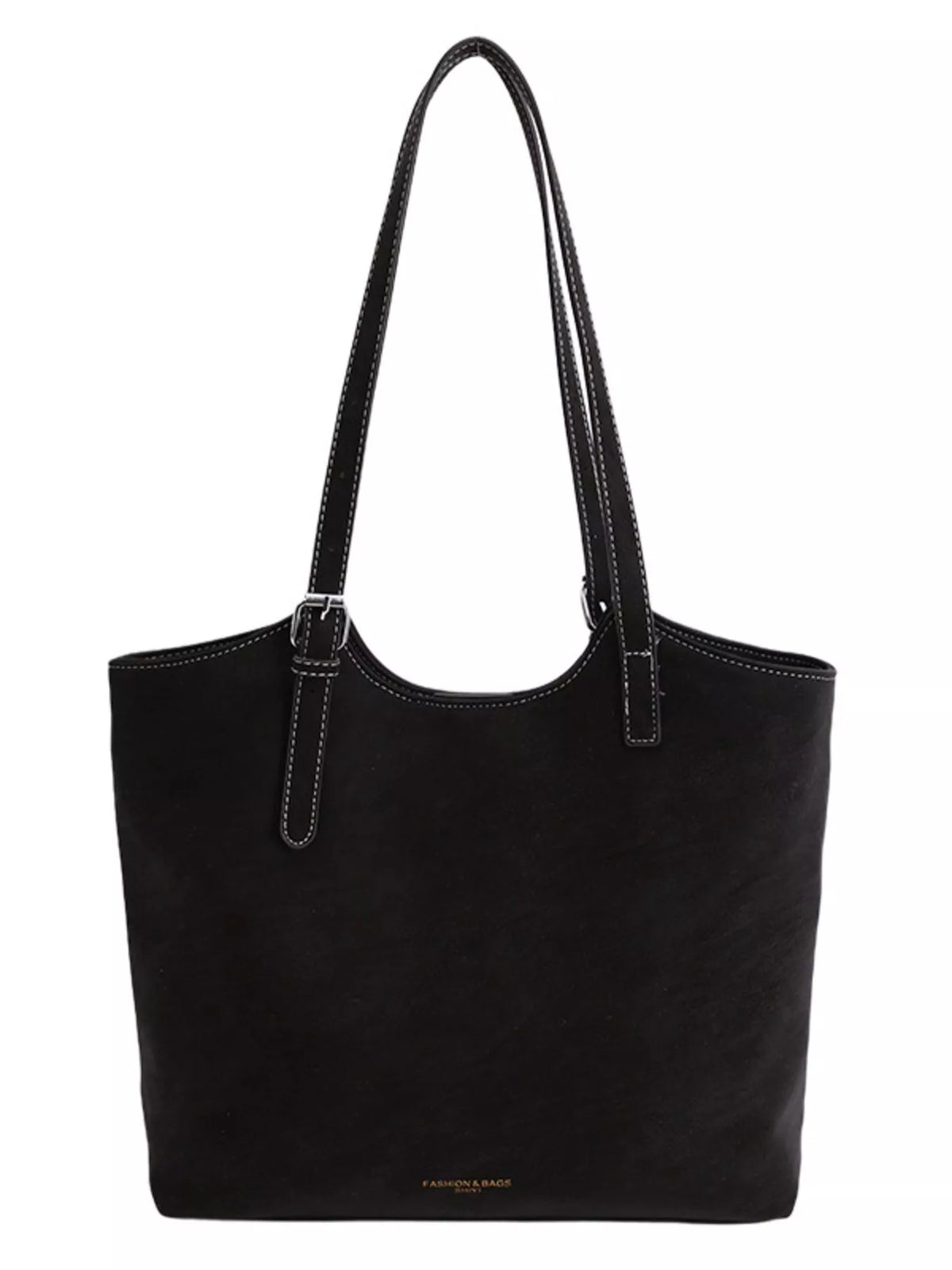 Solid Color Handbag with Plush Charm