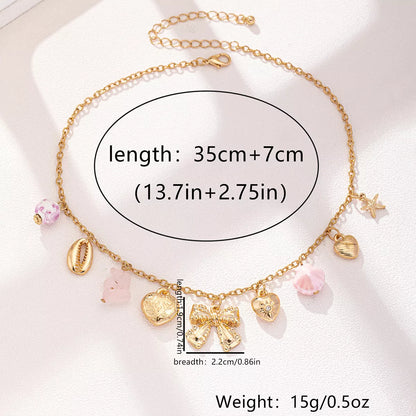 Heart and Butterfly Bow Ocean Multi-Pendant Necklace