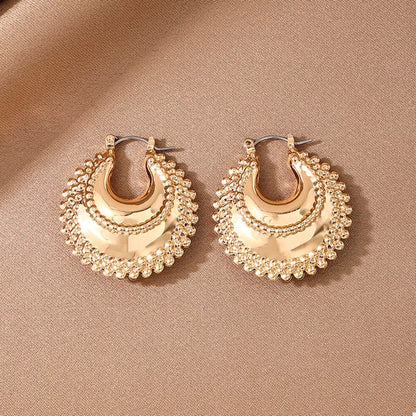 18K Gold-Plated Alloy Crescent Moon Hoop Earrings