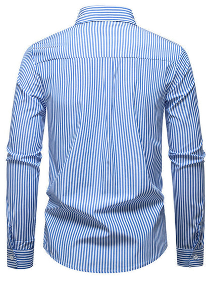 Men's Striped Woven Pattern Long Sleeve Shirt