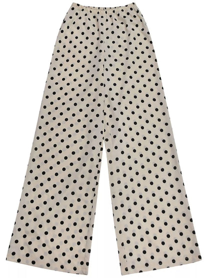 Polka Dot Halter Neck Cami and Fringe Trim Pants Set