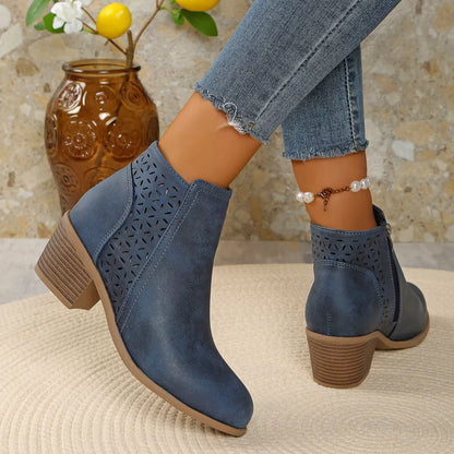 Point Toe Block Heels Boots