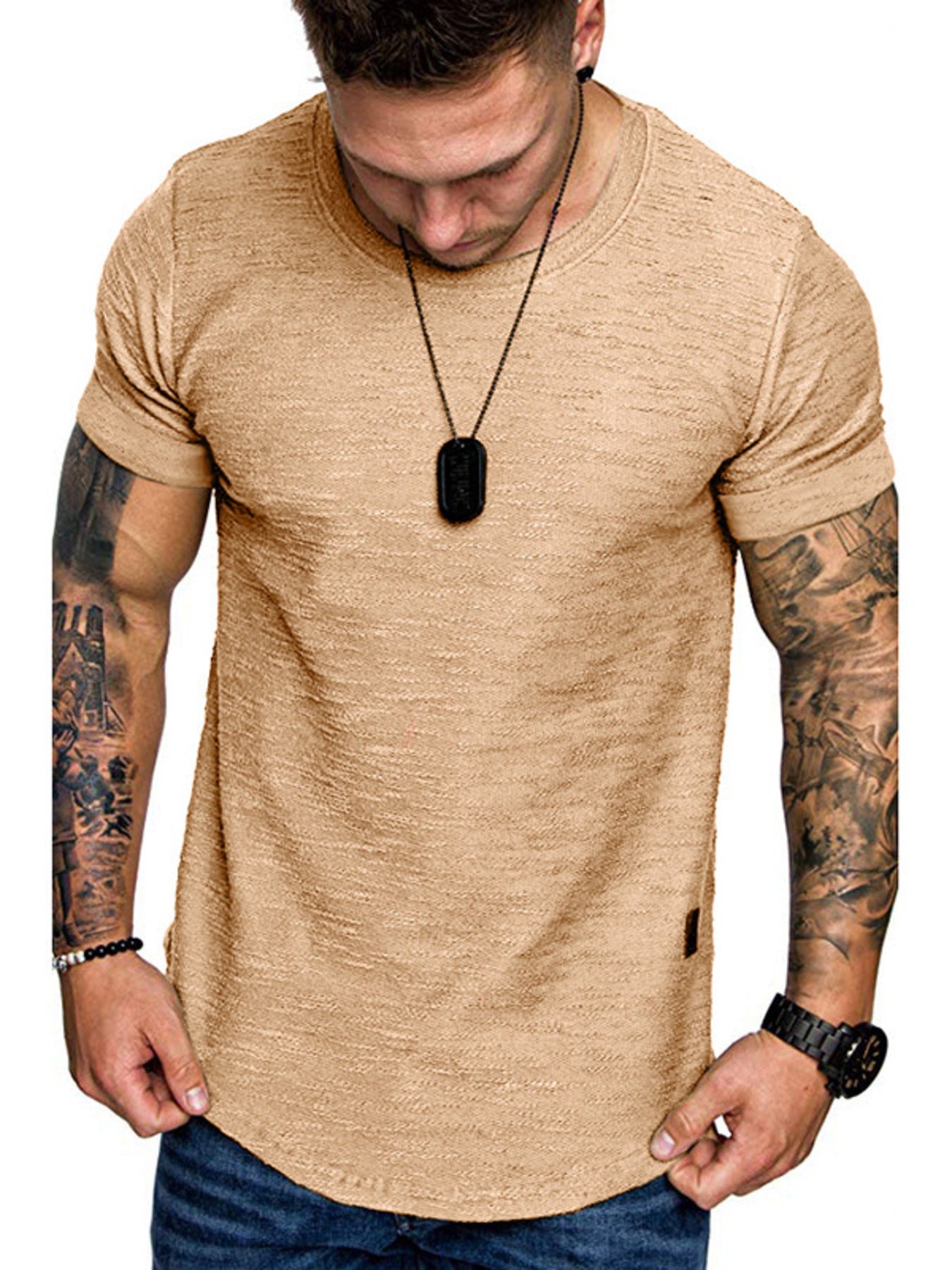Men's Round Neck Slim Fit Casual T-Shirt