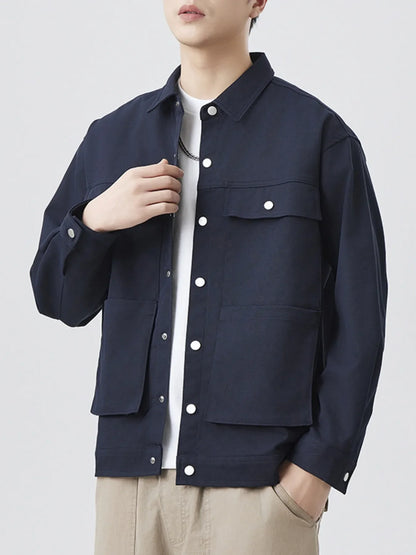 Men's Plus Size Casual Button-Down Long Sleeve Shacket