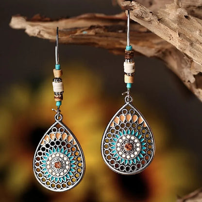 Alloy Oil Drip Beaded Teardrop Earrings